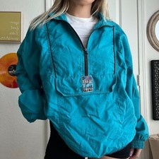 Vintage 90s Y2K Puma Teal Blue 1/2 Zip Windbr...