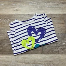 JUMPING BEANS Graphic Print Long Sleeve White/Blue Striped Shirt Boy's Size 6
