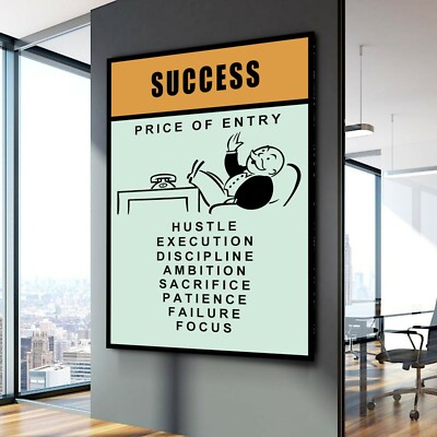 SUCCESS Monopoly ed3 Motivation Success Work Decor Wall Games POSTER CANVAS
