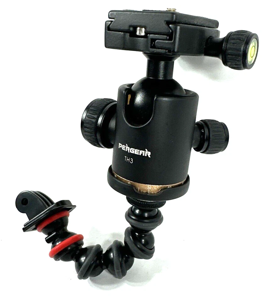 Cabezal de bola trípode Pergear TH3 Pro + placa - Brazo Joby Go Pro usado - RARO Foto 2 de 4