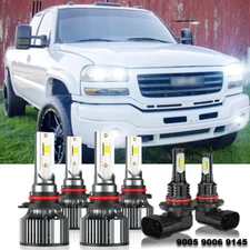 LED headlights + fog Light 6x Bulbs for 2003 2004 2005 2006 GMC Sierra 1500 3500