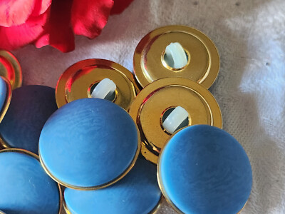 Lot De 6 Boutons Vintage Bleus Travaillés - Pied Plat 2,2 Cm - Réf. 6056 - France