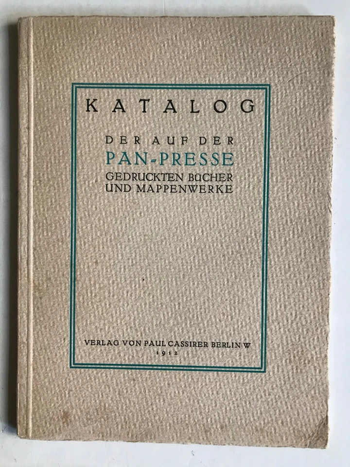 Pan-Presse Katalog,Pan-Presse, Pan, Paul Cassirer Verlag, Paul Cassirer, - Bild 1 von 1