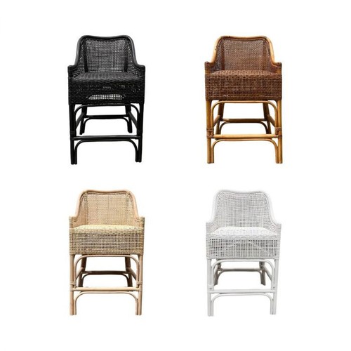 MALIBU HAMPTONS SOLID WHITE RATTAN COUNTER STOOL BAR STOOL 50x50x94 - Picture 3 of 3