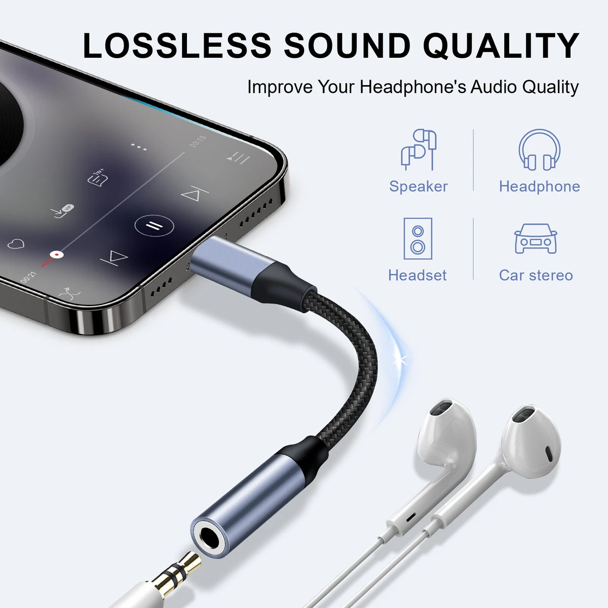 2Pack Type C to 3.5mm Aux Jack Headphone Cable for Samsung Galaxy