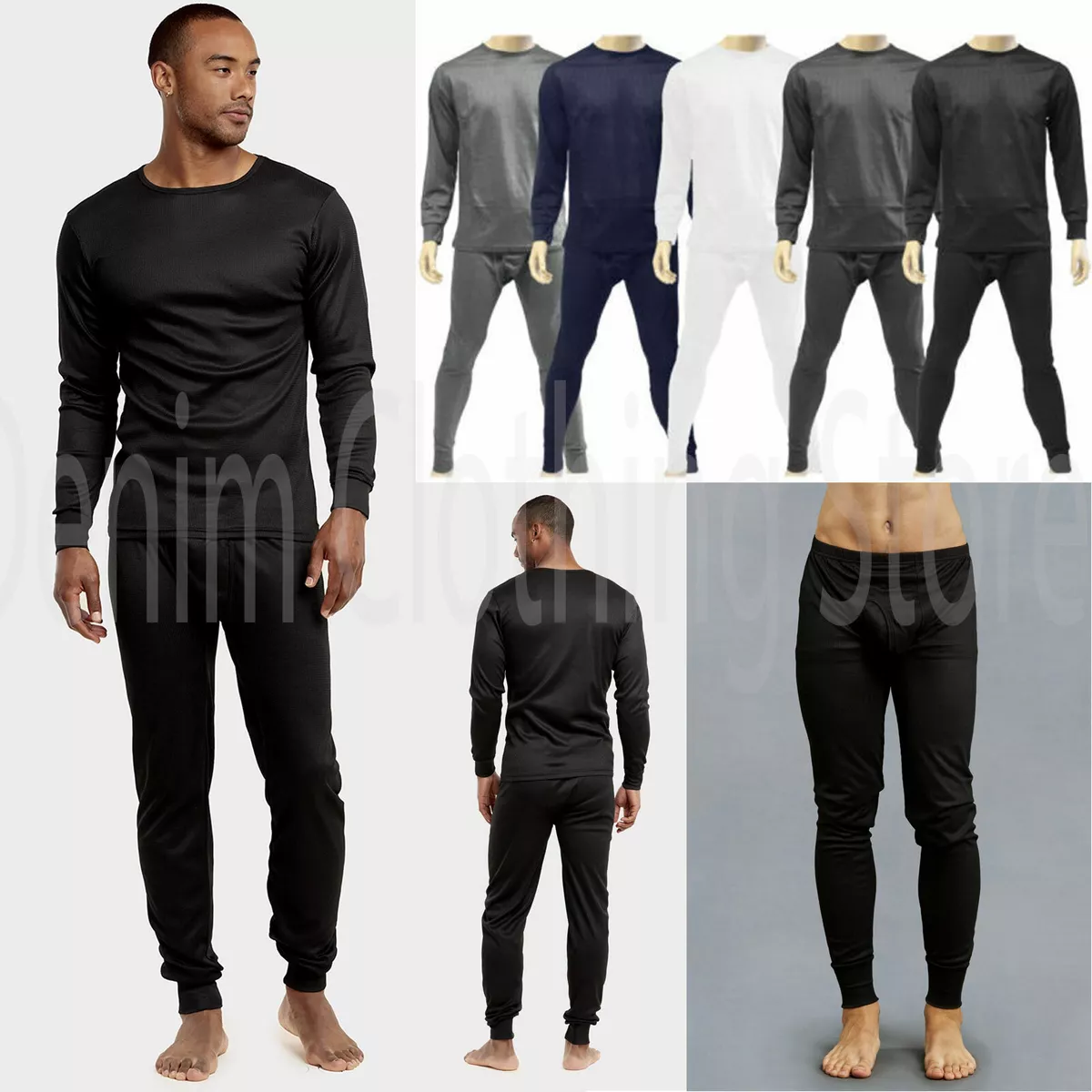 Mens 2 pc Thermal Underwear Set Long Johns Waffle Knit Top Bottom S M L XL  2X 3X