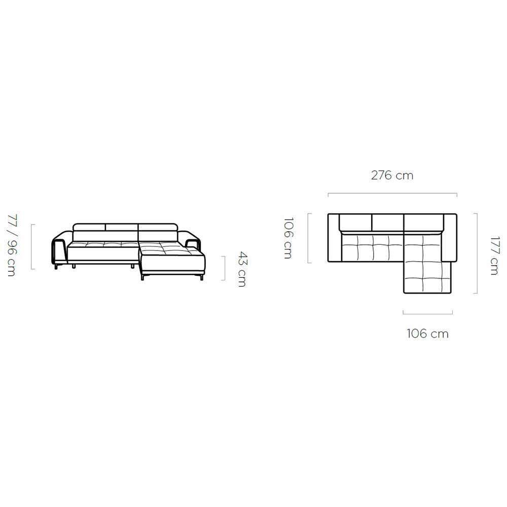 LShaped Corner Sofa Bed DAKO VOLTA MINI Grey Right or Left Electric