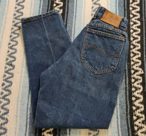Vtg 90s Lee Jeans Wash High Waisted Mom Jeans Zip Fly Size 7 Pet 23x26 USA Made - Picture 1 of 5
