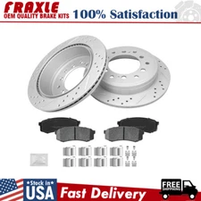 Rear Drilled Disc Brake Rotor Ceramic Pads +Clips For Toyota FJ Cruise 2010-2014