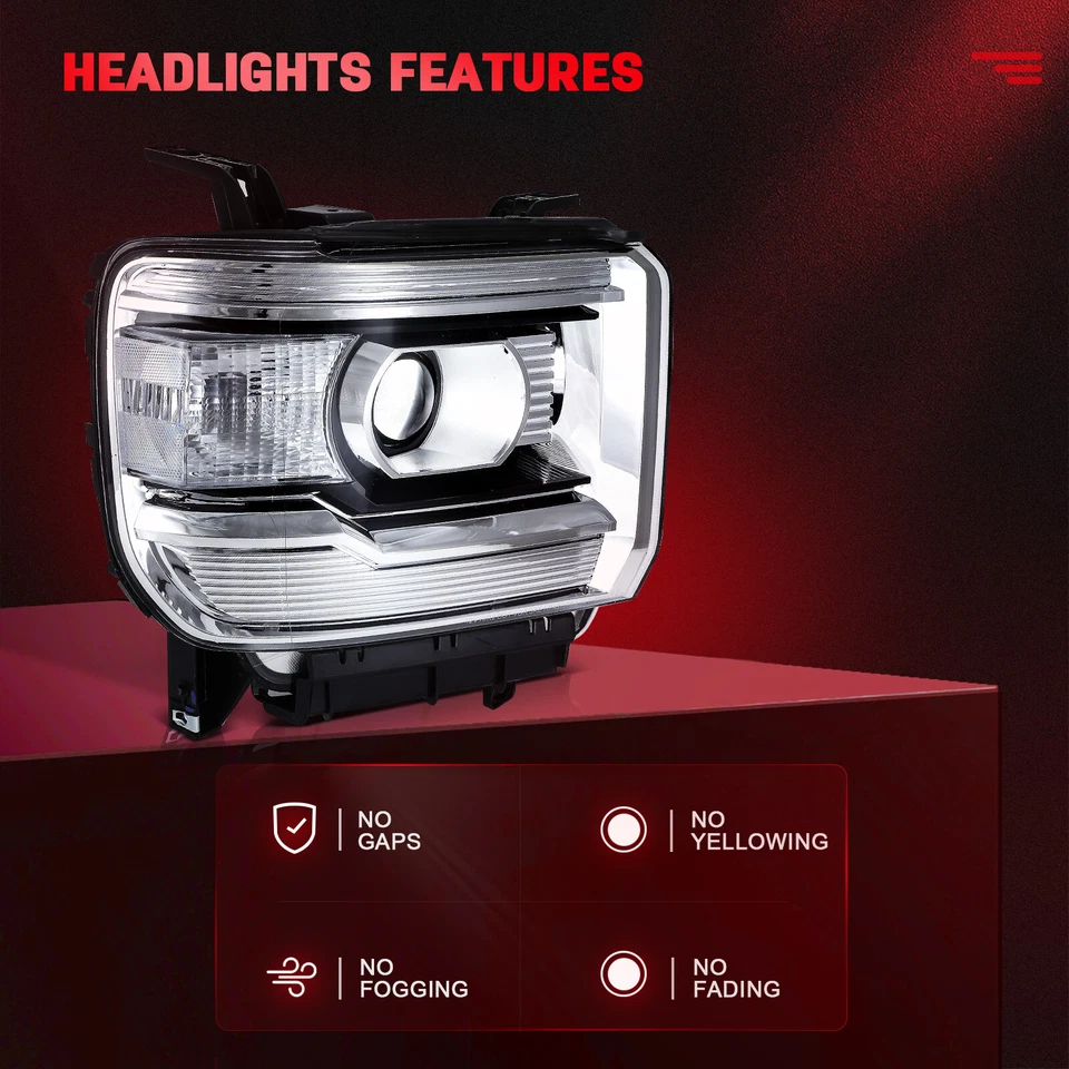 Conjunto de faróis para 2014-2019 GMC Sierra Base 1500 2500HD 3500HD par - Imagem 2 de 4