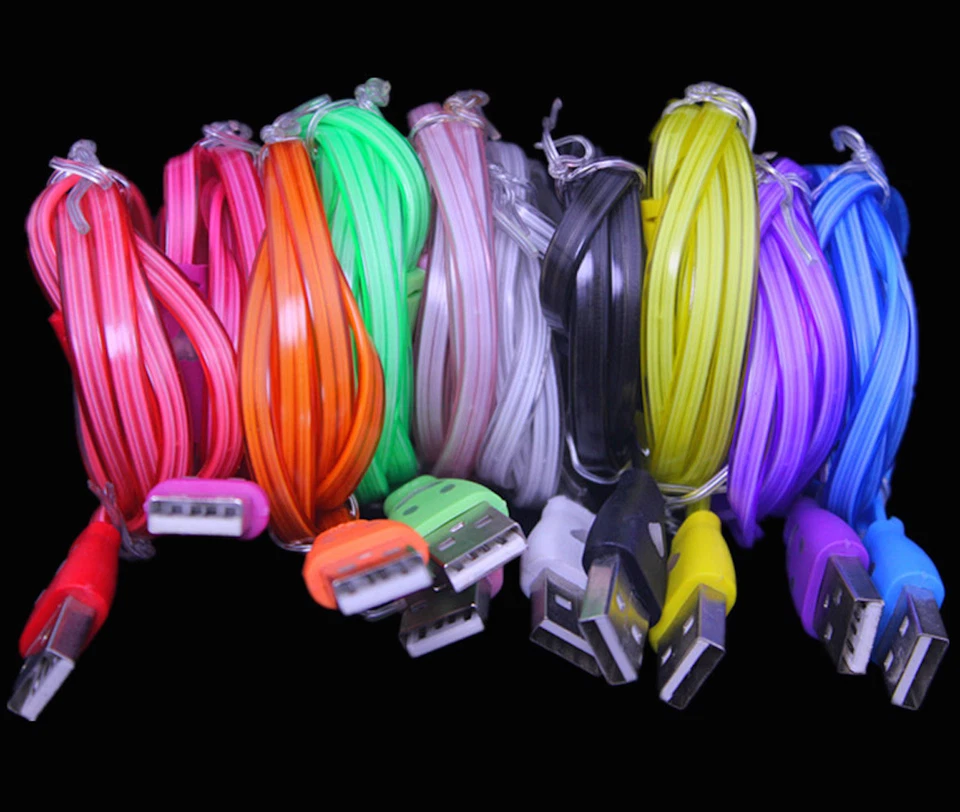 LED light glow charge charger cable FOR iPhone X 8 7 6 5 4s galaxy s7+ MICRO USB - Image 2 of 4