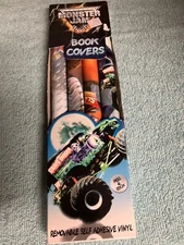 MONSTER JAM Vinyl Peel and Stick Book Covers Set of 4 Removable Vintage 2001