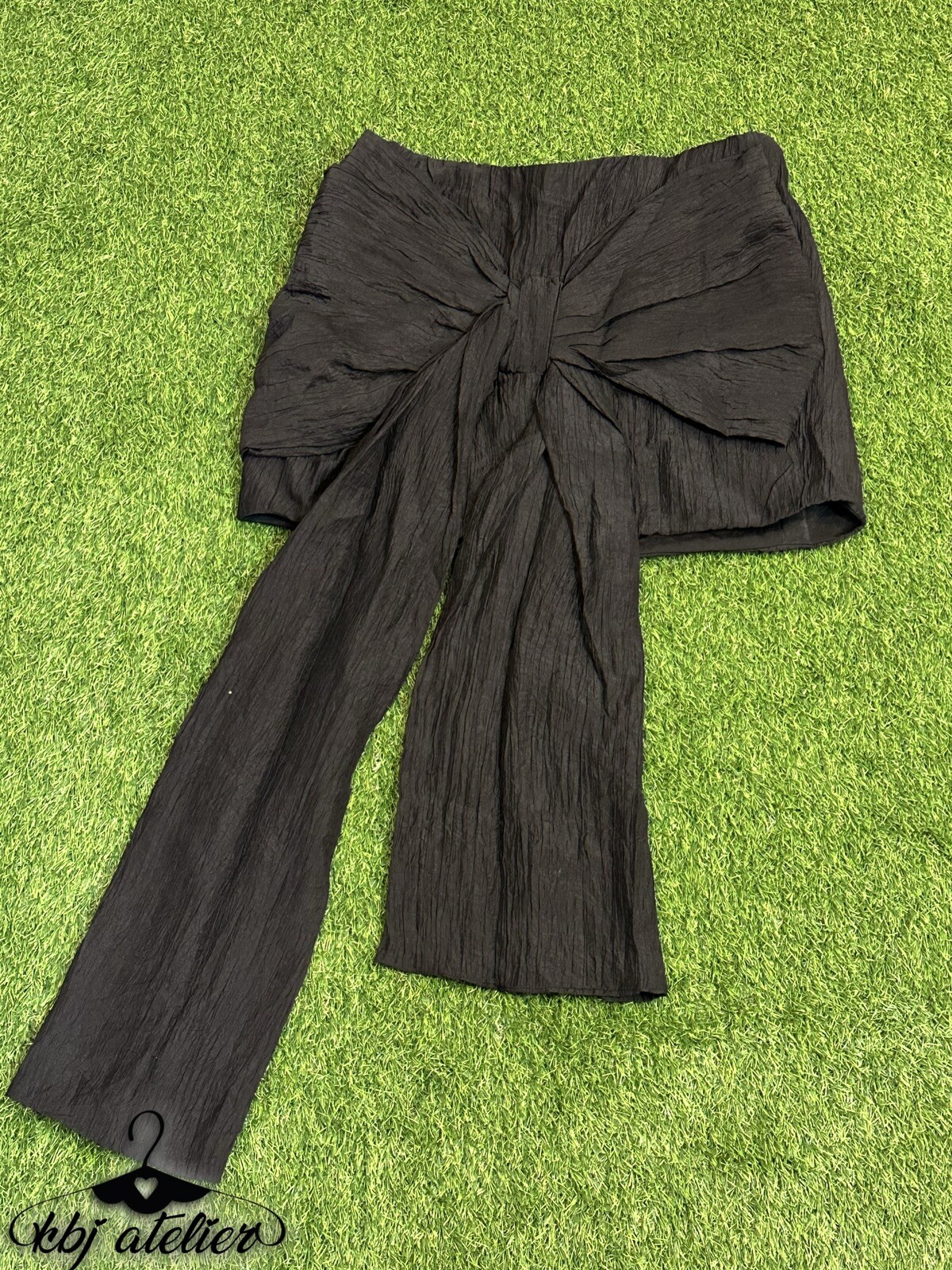 Loucia Mini Skirt for Women Large Black with Accent Bow Party Wear