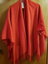 Women's Red Shawl Wrap Poncho  Cape Cardigan Sweater Open Front NWT