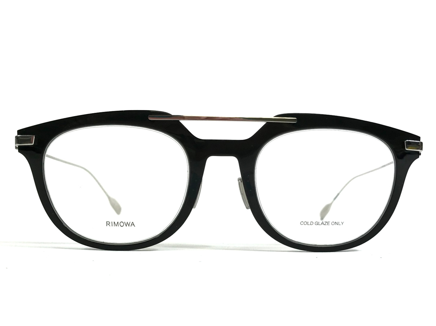 Rimowa Eyeglasses Frames RW50005U 001 Black Silver Round Full Rim 51-22-150 20690₽