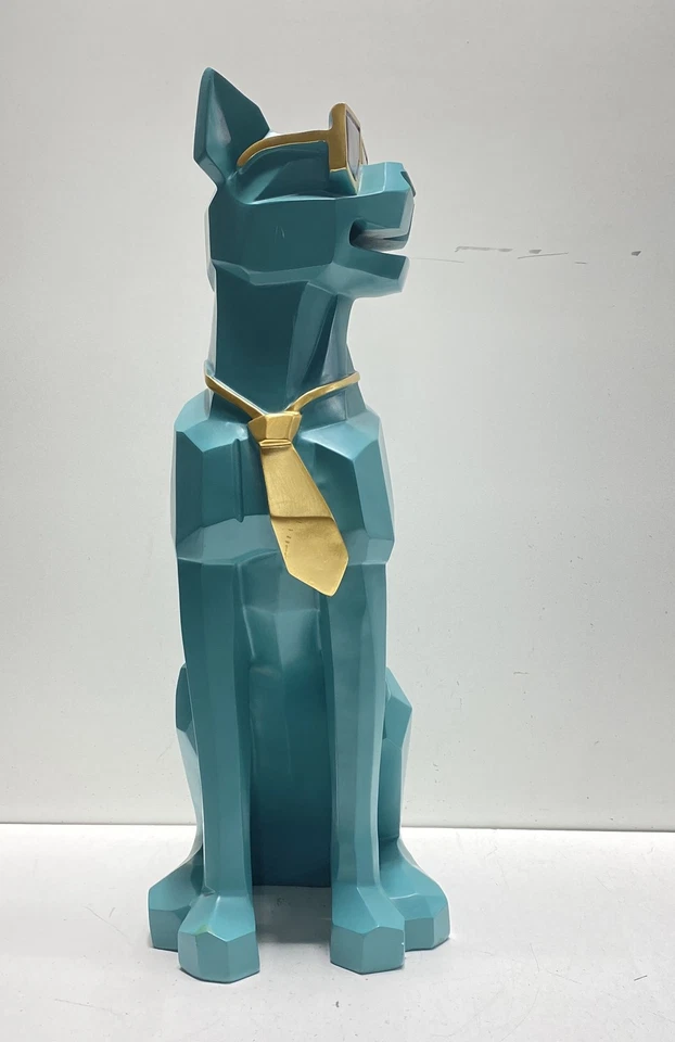 Mesa auxiliar escultura perro. Bandeja de acento para el hogar de estatua de resina moderna de 27 pulgadas de alto Foto 2 de 4