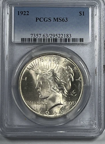1922 Peace Dollar : NGC MS63 Blazing White