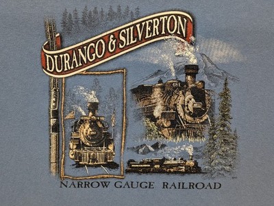 Delta Durango Silverton Narrow Gauge Railroad T-Shirt Mens 2XL Blue Gray