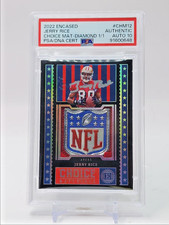 JERRY RICE 2022 ENCASED CHOICE NFL SHIELD PATCH DIAMOND AUTO 1/1 PSA Q5775