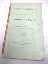 SOURIAU TEXTE AUTHENTIQUE "HARMONIES DE LA NATURE" De BERNARD DE ST-PIERRE 1904