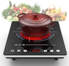 Electric Cooktop,110V Electric Stove Top,Single Burner LED Touch Control,9 Power