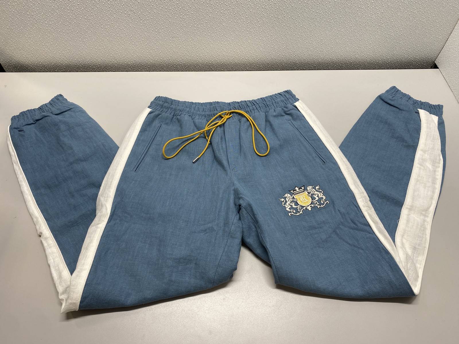 Rhude x POTN Pale Blue Linen Flight Cuffed Drawstring Pull-On Pants Size L