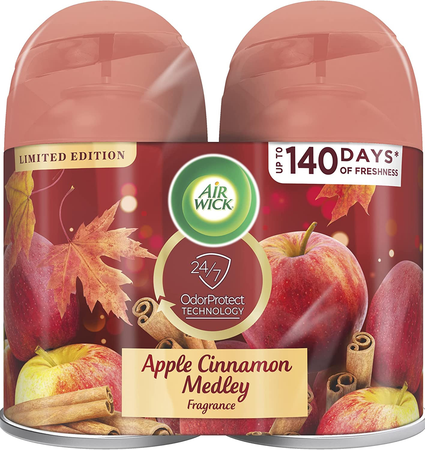 Automatic Air Freshener Spray Refill, 2Ct, Apple Cinnamon, Odor Neutralization,