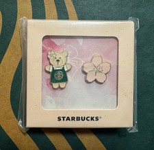 2024 China Starbucks coffee Cherry blossom and bear 2 pins set gift box