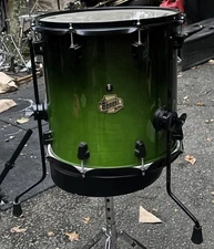 Ludwig Element Evolution Green Fade 14” Floor Tom Drum 100th
