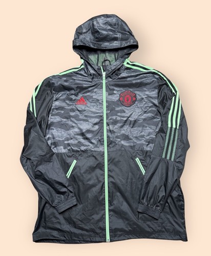 Giacca a vento Manchester United Adidas zip uomo XL nero mimetico calcio - Foto 1 di 4