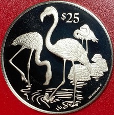 1993 BRITISH VIRGIN ISLANDS $25 PROOF .62 OZ SILVER FLAMINGOS & NESTS BVI COIN!