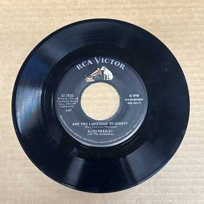 45 rpm Vintage 7  Vinyl Single Record Jukebox Elvis Presley Are You Lonesome