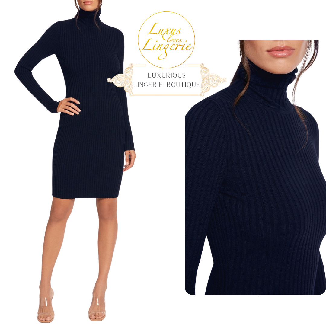 Merino Rib Dress By Wolford S Navy Opal Blue Dress With Wool Cozy Soft