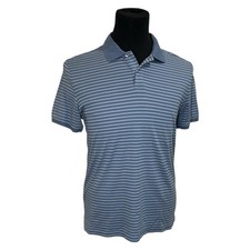 Calvin Klein Men  s Polo Shirt Blue Striped 100 Cotton Size Medium