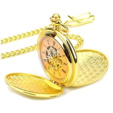 14.6in Chain Men's Mechanical Retro Pocket Watch w/ 3-dimensional patterns zz