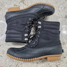 Tommy Hilfiger Womens Black Padded Lace Up Duck Boots Ankle Booties Size 9M