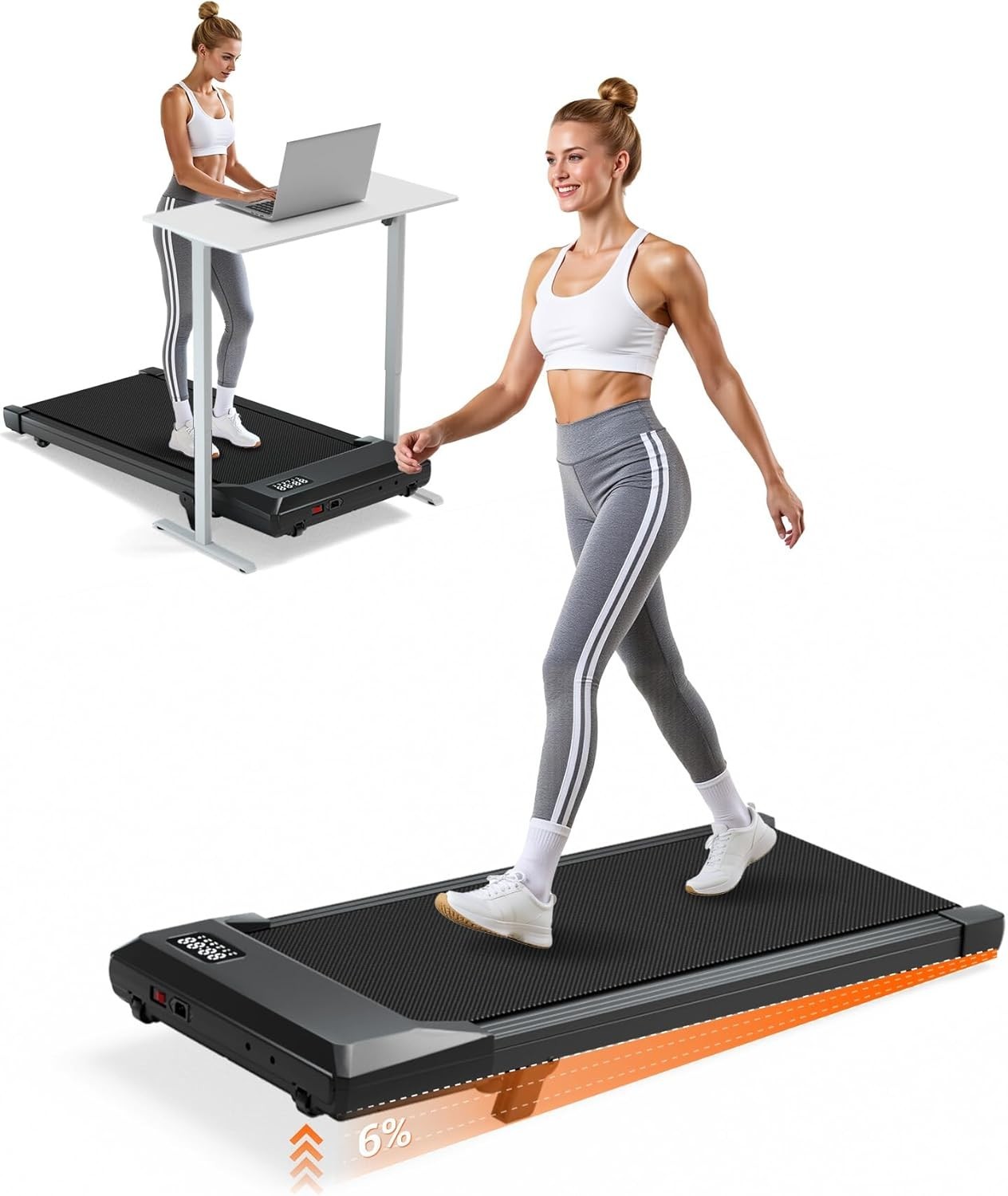 Walking Pad,6% Manual Incline Walking Pad Treadmill,Under Desk Treadmill for Hom