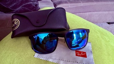 Ray-Ban RB4264 Square Sunglasses Black Frame Blue Mirrored Polarized 58 145