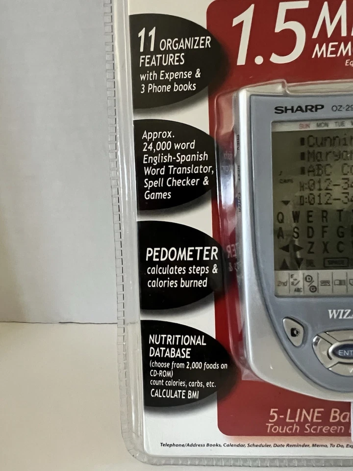 Sharp OZ-290HII 1.5MB USB Touch Screen Wizard Organizer New in Sealed Package - Image 2 of 4