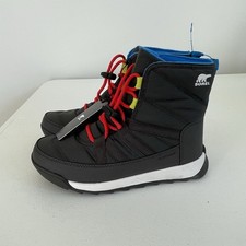 Sorel Whitney II Snow Boot Big Kids 4 Youth Grey Blue Insulated Waterproof NEW