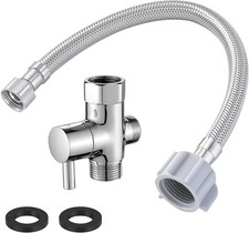 Metal Bidet T Adapter Valve 7/8"x7/8"x1/2" with 12" Flexible Connector 3-Way Tee