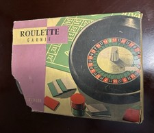Vintage French Roulette Wheel Set Garnie Gaming Gambling Board Ball Chips Box