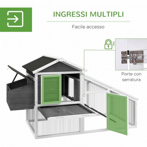 PawHut Gabbia per Galline Ovaiole o Anatre con Tetto Impermeabile - Foto 6 di 10