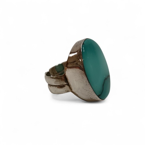 Sajen Sterling Silver 925 Ring with Jade Stone 11g Adjustable Size - Preloved