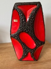 Rare West German Red Roth Keramik 311 large Lozenge Vase 25cm