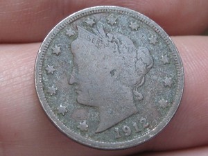 1912 P Liberty Head V Nickel 5 Cent- Philadelphia, Fine Details, Dark/Black