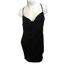 ASOS Design Black Cami Mini Dress Bodycon Clubwear Cowl Neck Womens 14 NEW