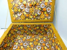 Vintage Sewing Basket Handmade w/Floral Lining Nice Condition