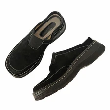 High Sierra Andie Black Suede Clog Mule With Contrast Stitching Women’s Size 7