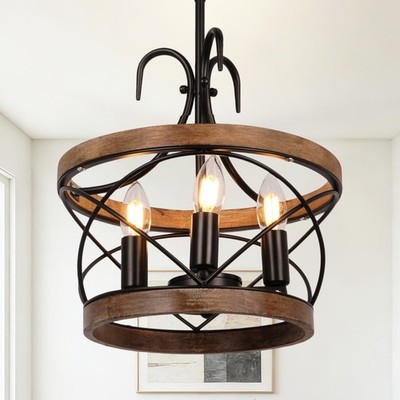 13''Black 4-slamp Creative Light, American Wrought Iron Restaurant Pendant Light